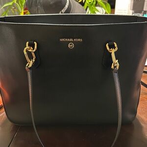 Michael Kors Black Tote with Gold Accents